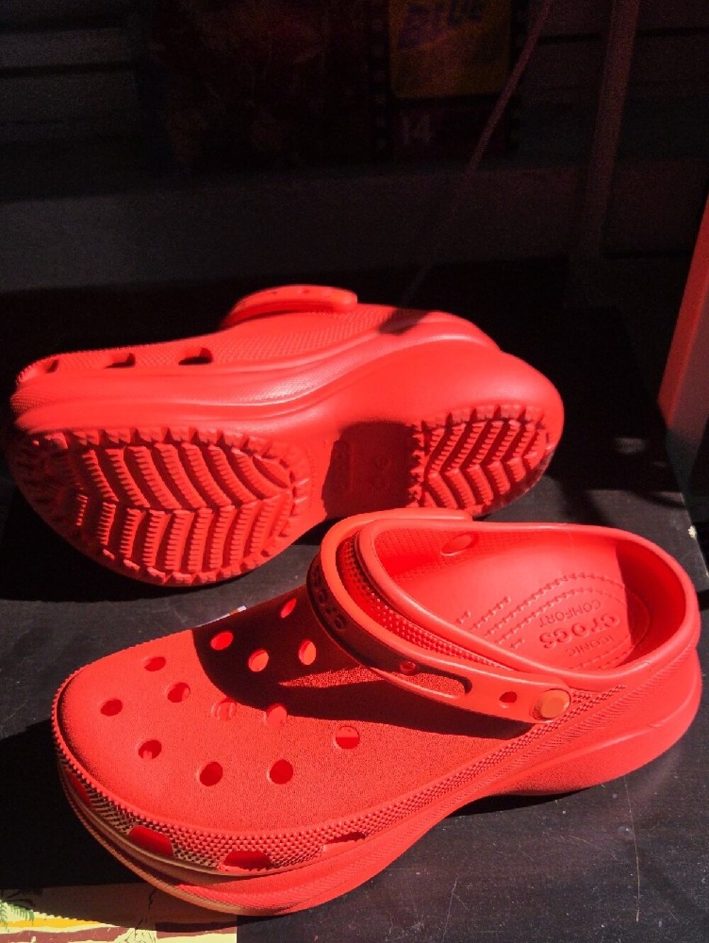 CROCS Platform Clogs in Bright Red
